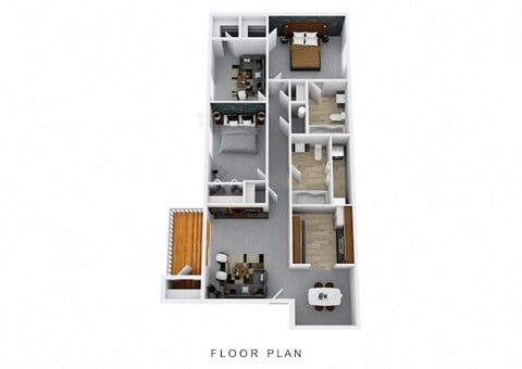 Floor plan for 3 beds, 2 baths, 1174 sqft